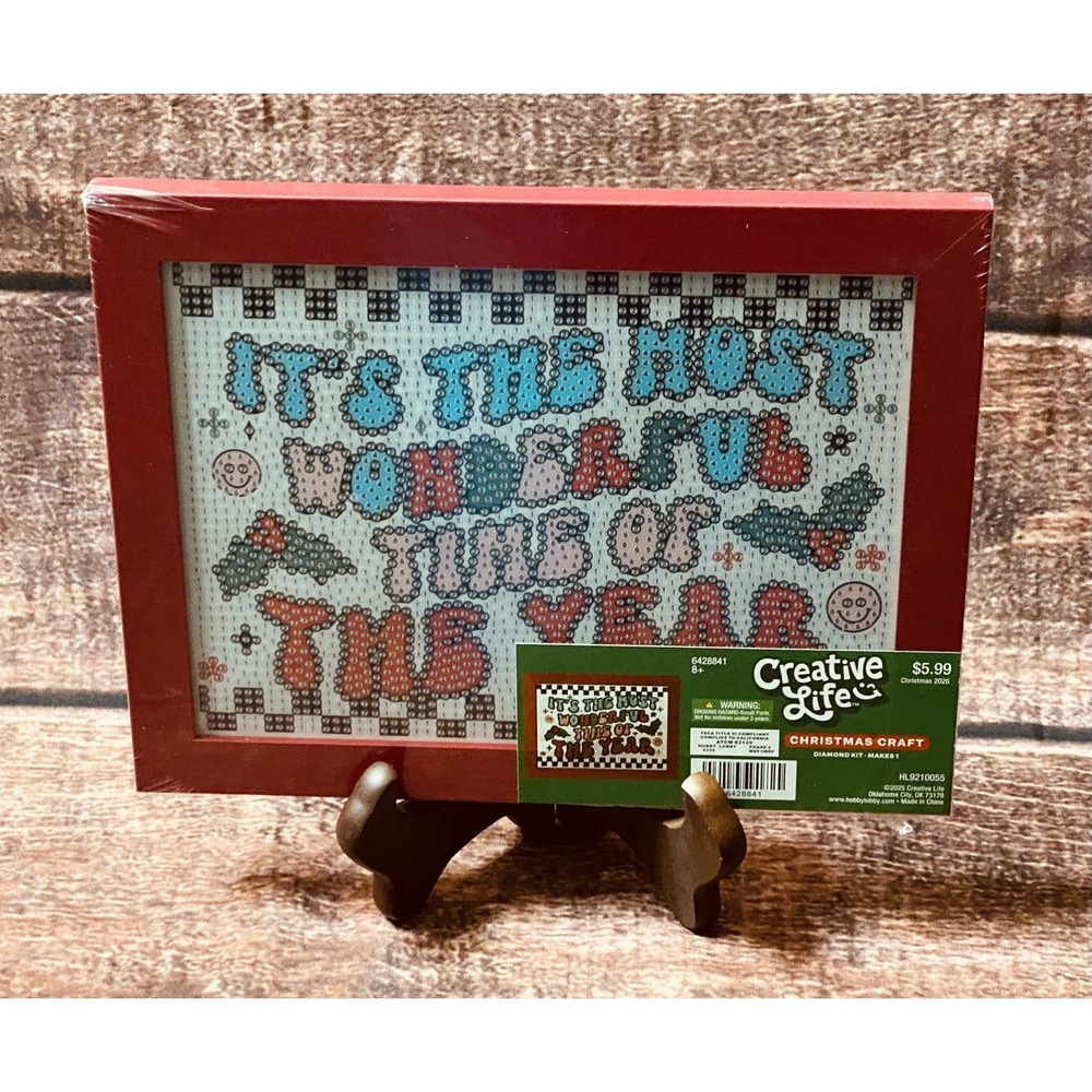 Most Wonderful Time of Year Rectangle Diamond Painting Kit in Frame Hobby Lobby